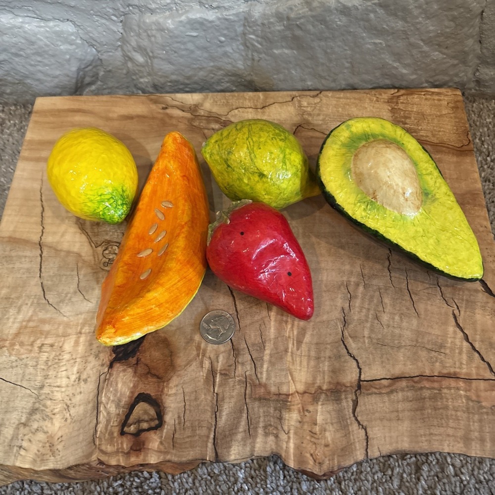 Vintage Paper Mache‎ Fruit & Vegetables Lot of 5 Large Folk Art  Farmhouse Decor
